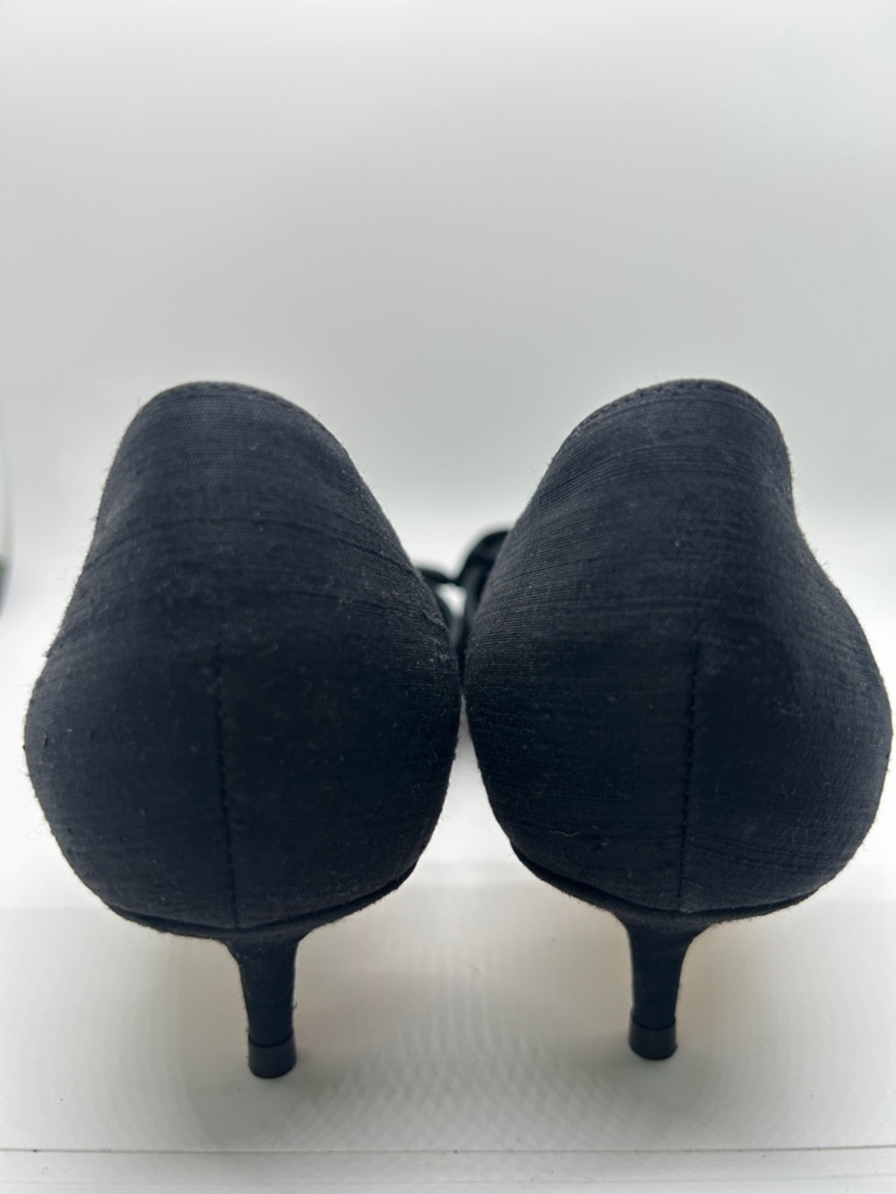 Something Bleu Black Pointed Toe Bow D'Orsay Kitten Heels Shoes **Size 9** 🥀🥀 - Picture 6 of 8